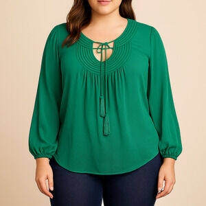 Diane von Furstenberg Aquilina Green Tie-Neck Blouse - Size 10